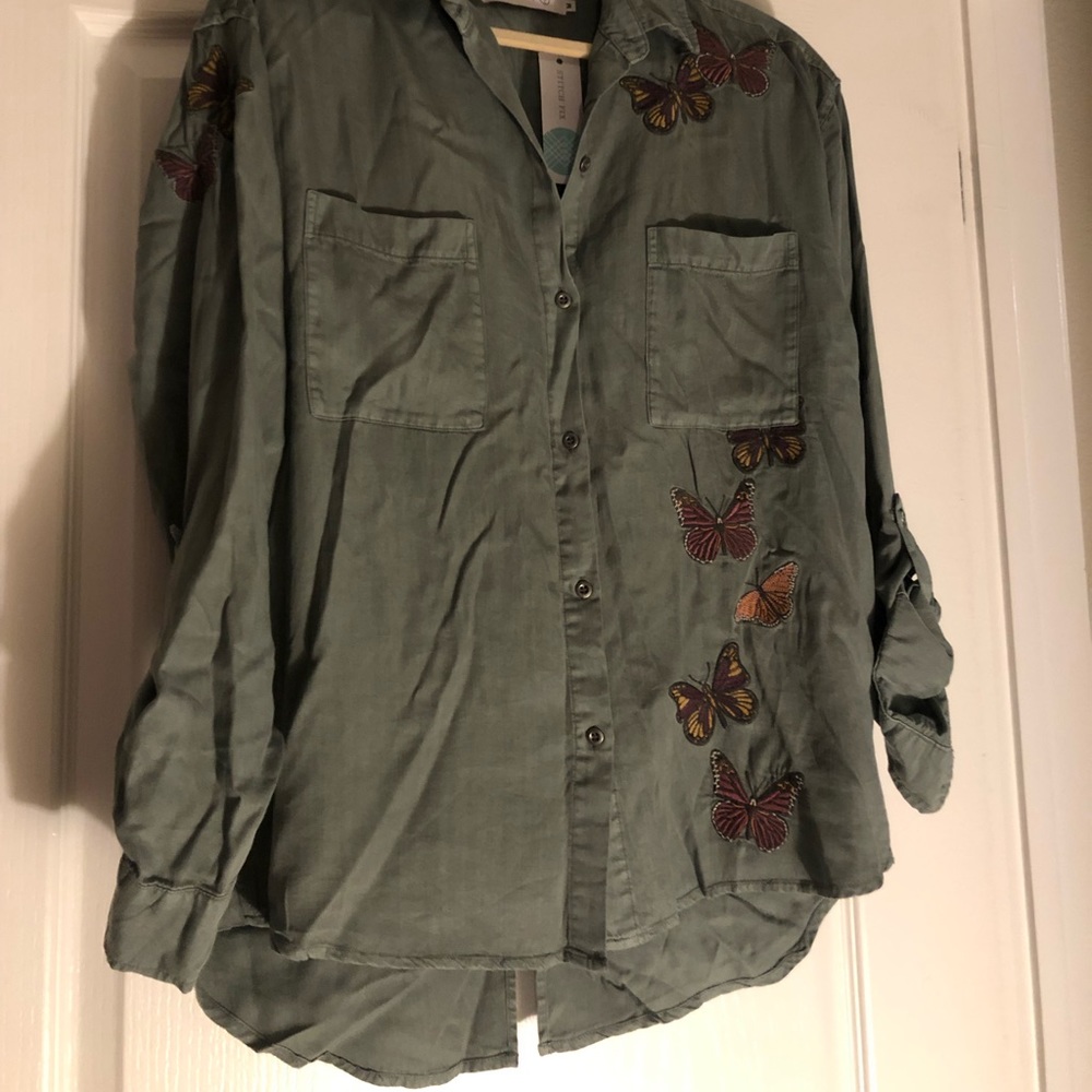 Green butterfly top